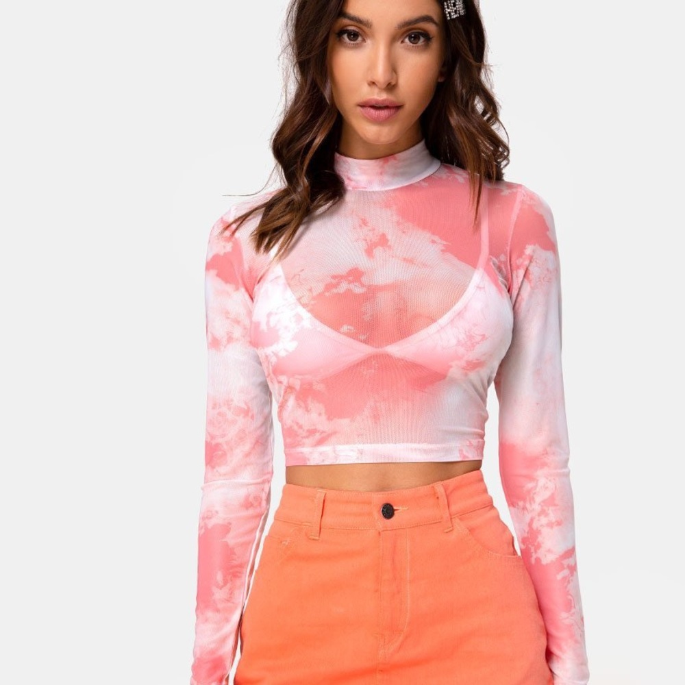 Motel pink tie dye crop top